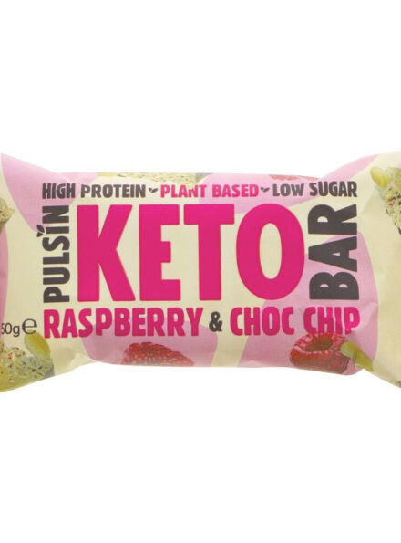 Pulsin Raspberry and choc chip Keto Bar 50g