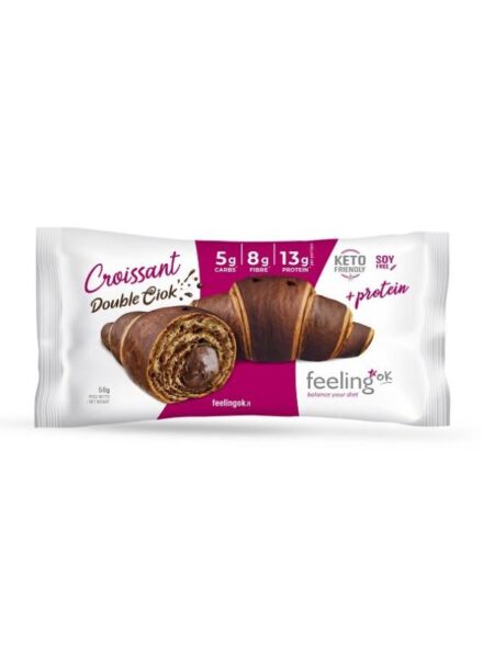 πρωτεϊνικό κρουασάν διπλής σοκολάτας γεμιστό με κρέμα κακάο Low Carb FeelingOk