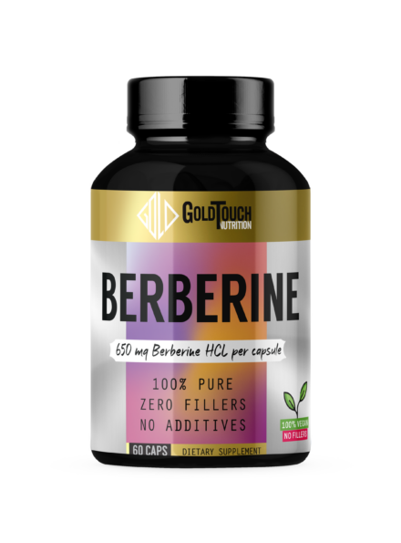 Berberine HCL (650mg/cap) No fillers -60caps-Gold Touch Nutrition